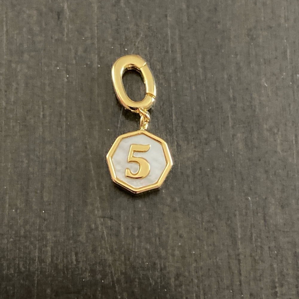 Gorjana 18K Gold Plated Enamel Detail Vintage Number 5 Parker Charm